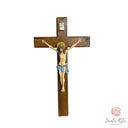 Crocifisso in Legno di Noce con Corpo in Resina Dipinto a Mano 50x27cm