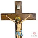 Crocifisso in Legno di Noce con Corpo in Resina Dipinto a Mano 50x27cm