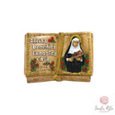 Libro Santa Rita con Preghiera in Resina 8,5x11,5cm Dipinto a Mano Artigianale