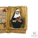 Libro Santa Rita con Preghiera in Resina 8,5x11,5cm Dipinto a Mano Artigianale