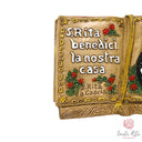 Libro Santa Rita con Preghiera in Resina 8,5x11,5cm Dipinto a Mano Artigianale