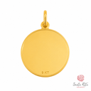 Retro liscio della medaglia di Santa Rita da Cascia in oro 9 kt con timbro 9 KT