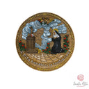 Piatto Santa Rita in Ginocchio 22cm Resina Effetto Legno Maestro Cassetta Artigianale