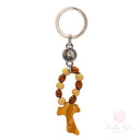 Portachiavi decina Santa Rita con Tau in legno