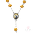 Porta rosario in legno di Santa Rita e rosario in ulivo certificato