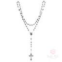 Rosario Santa Rita in metallo con grani a forma di rosa