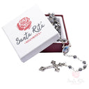 Rosario Santa Rita in metallo con grani a forma di rosa