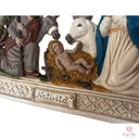Bassorilievo Santa Rita Souvenirs della Sacra Natività dipinto a mano in polvere di marmo e resina con dettagli dorati