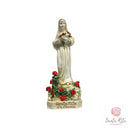 Statua Santa Rita  Resina Bianco Avorio con Rose Rosse in Resina Dipinta a Mano 13 cm