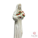 Statua Santa Rita da Cascia Bianco Avorio con Rose Rosse in Resina Dipinta a Mano