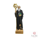 Statua San Benedetto da Norcia 24cm  Resina Marmo Dipinta a Mano Colori ad Olio