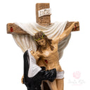 Scultura Santa Rita Abbraccia Gesù 26cm Maestro Cassetta Resina Marmo