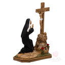 Scultura Santa Rita in Ginocchio Crocifisso 27cm Maestro Cassetta Resina Marmo