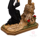 Scultura Santa Rita in Ginocchio Crocifisso 27cm Maestro Cassetta Resina Marmo