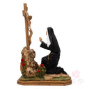 Scultura Santa Rita in Ginocchio Crocifisso 27cm Maestro Cassetta Resina Marmo