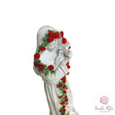 Statua Santa Rita 26cm Bianca Avorio Maestro Cassetta Resina Marmo Dipinta a Mano