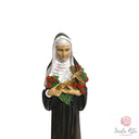 Statua Santa Rita Nera su Rosa Rossa in Polvere di Marmo e Resina Dipinta a Mano cm20
