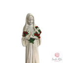 Statua Santa Rita Bianco Avorio su Rosa Rossa in Polvere di Marmo e Resina Dipinta a Mano