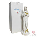 Statua Santa Rita da Cascia in Resina Bianca Lucida Smaltata con Dettagli Dorati