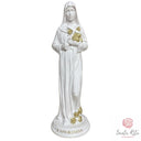 Statua Santa Rita da Cascia in Resina Bianca Lucida Smaltata con Dettagli Dorati