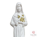 Statua Santa Rita da Cascia in Resina Bianca Lucida Smaltata con Dettagli Dorati