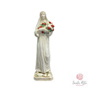 Statua Santa Rita da Cascia Bianco Avorio con Rose Rosse in Resina Dipinta a Mano