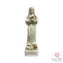 Statuina Santa Rita 9cm Bianca Avorio Rose Rosse  Resina Marmo Artigianale