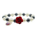 Bracciale Elastico Ematite Perla Rosa Corallo