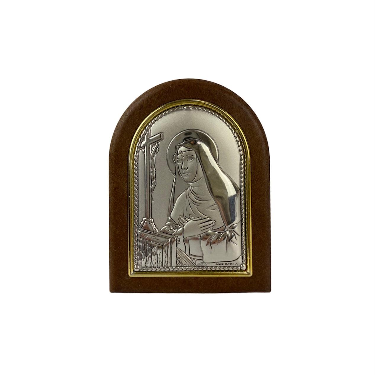 Quadretto in legno con placca in argento