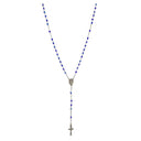 Rosario collana Santa Rita con grano in mezzo cristallo Blu