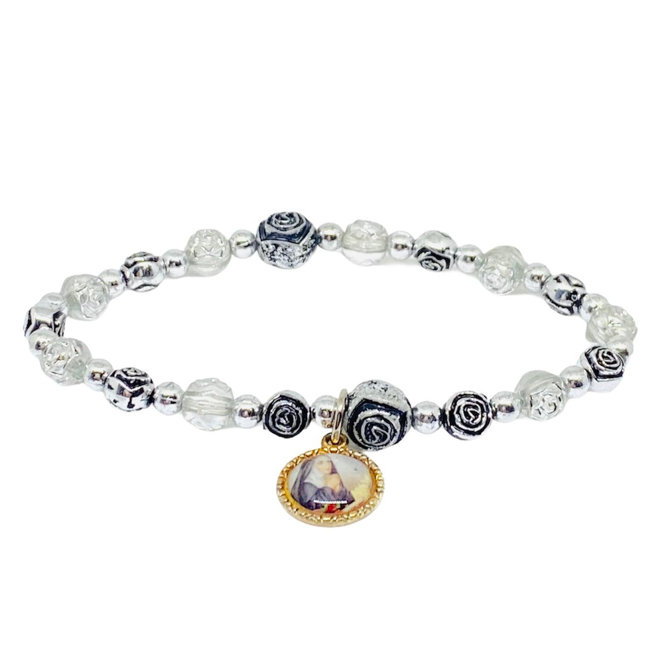 Bracciale con grano a forma di rosa