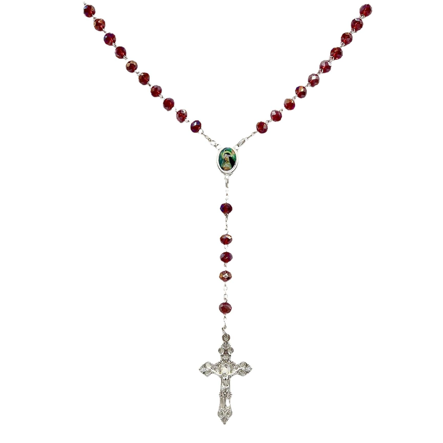 Rosario Santa Rita con grani in mezzo cristallo