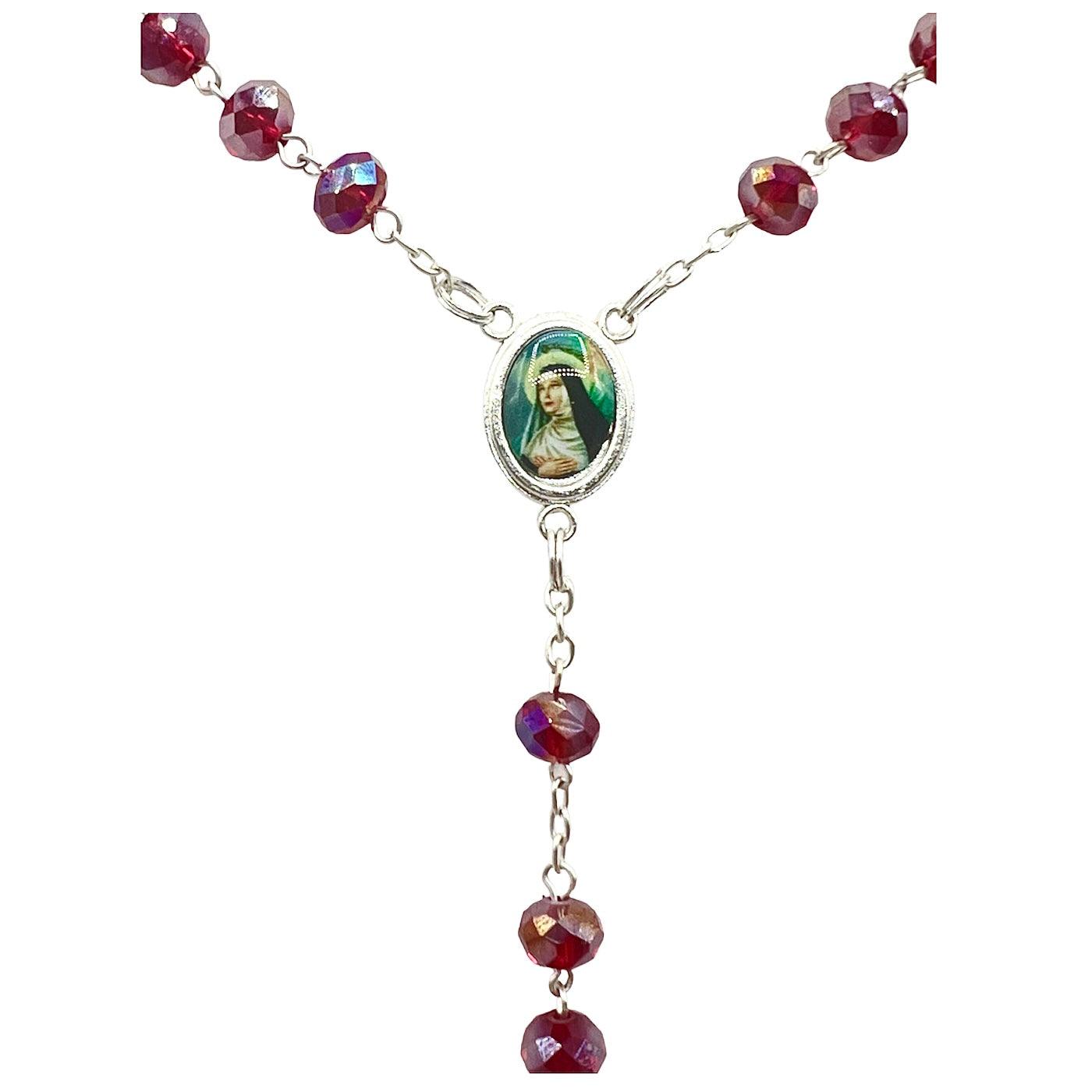 Rosario Santa Rita con grani in mezzo cristallo